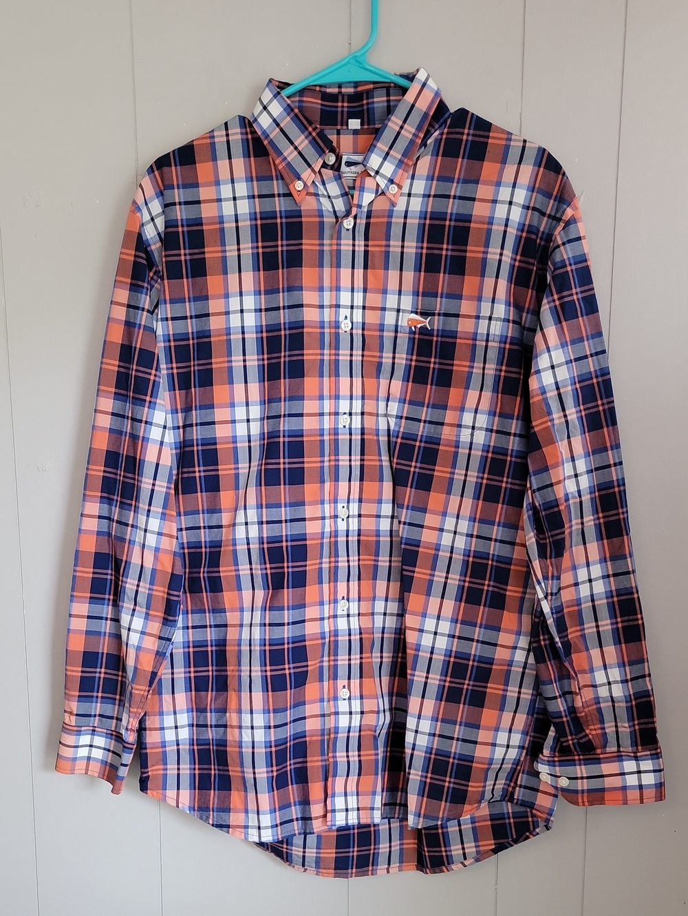 Southern Lure Men's Shirt Medium Orange Button Down Long Sleeve